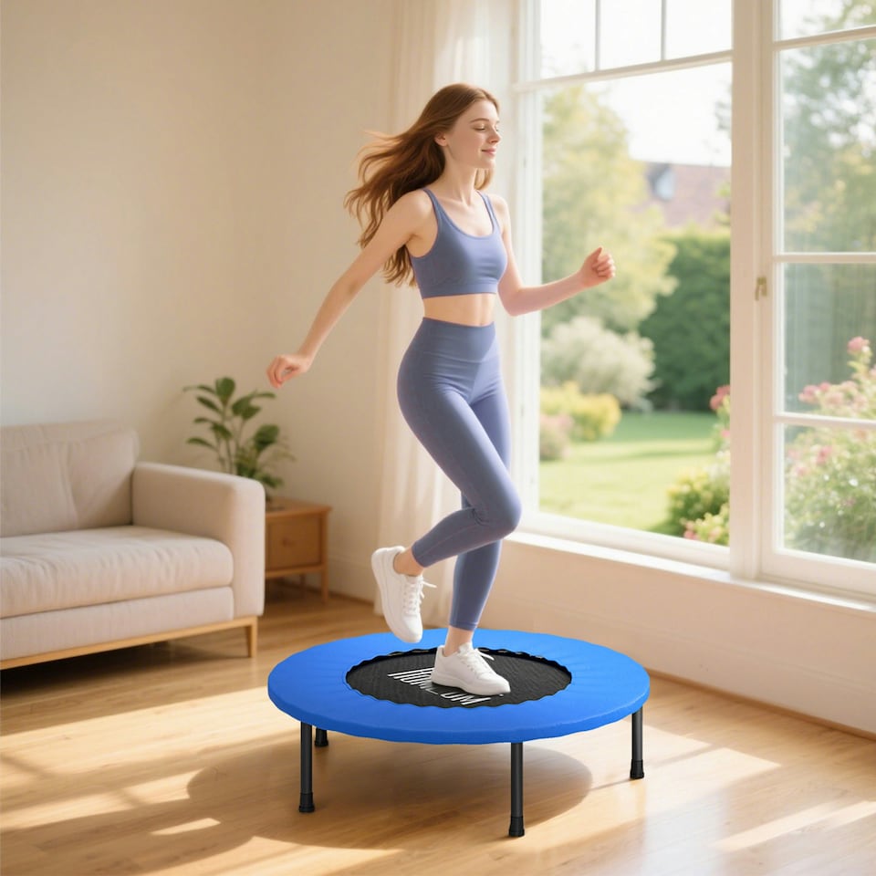 image 1 of HOMCOM 81cm Fitness Trampoline Exercise, Max Load 100 KG, Blue Black