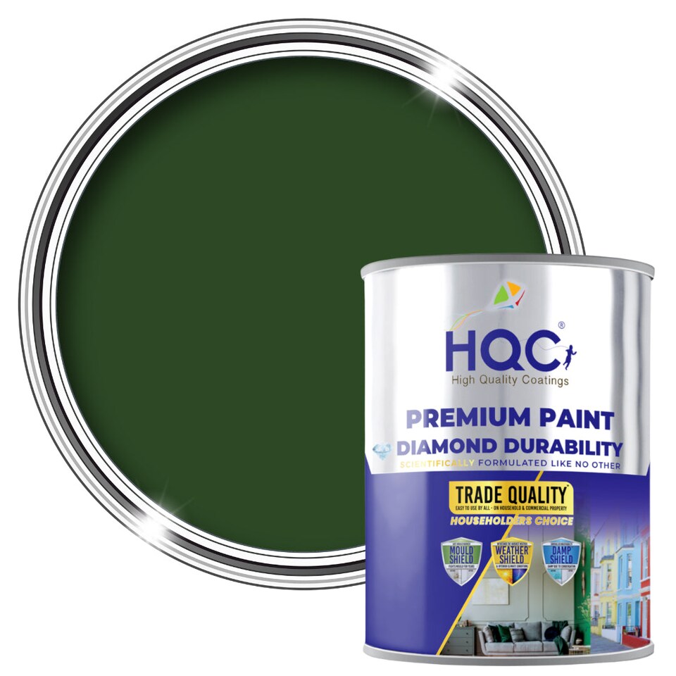 image 1 of HQC Kitchen & Bathroom Paint - Mould Resistant, Washable & Durable - Racing Green - 1L