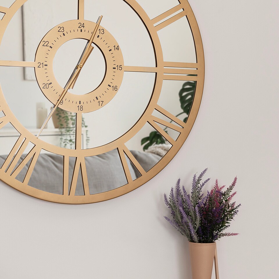 image 1 of Coniston Indoor Outdoor Mirrored Skeleton Wall Clock 80cm