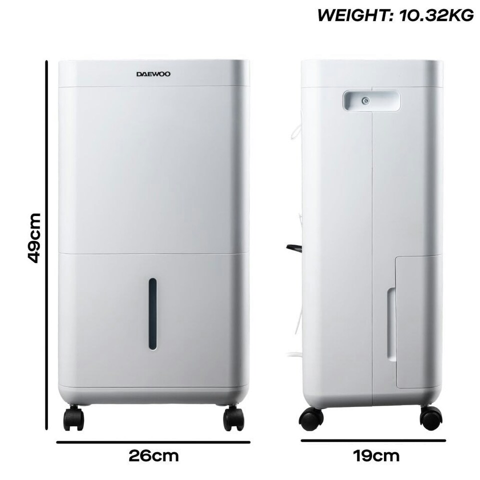 image 1 of 2-in-1 Daewoo 12L Dehumidifier & Air Purifier with Laundry, Quiet & Continuous Drain