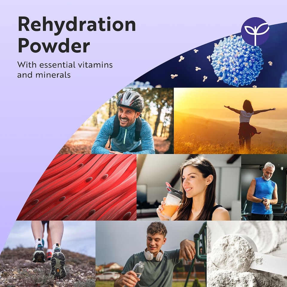 image 1 of Hydravive Rehydration Electrolytes Powder - Blackcurrant - High Strength Vitamin C & 8 B Vitamins: B1, B3, B5, B12 - Electrolyte Drinks - 250g