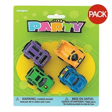 Unique Party Racing Cars Party Favours (Pack of 4) - Multicoloured - One Size