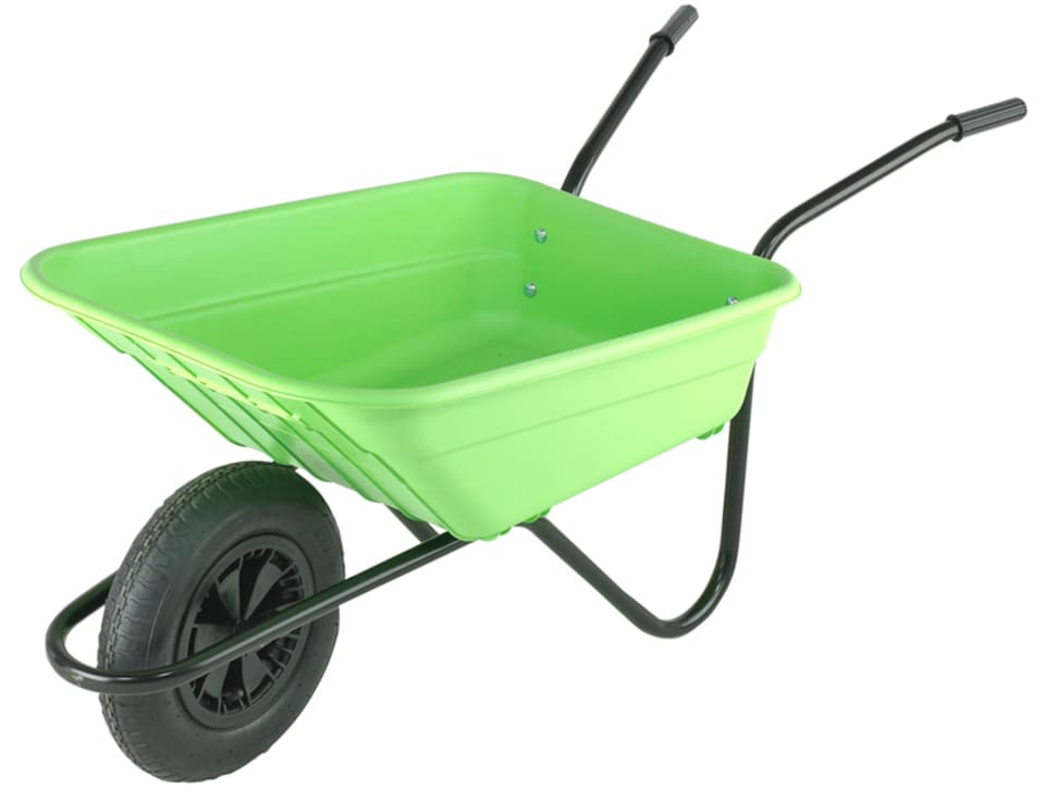 Bristol Shire Mucker Heavy-Duty Lime Green Wheelbarrow With 120kg/90l Capacity, Plastic Pan, Solid Wheel, Anti-Slip Handles