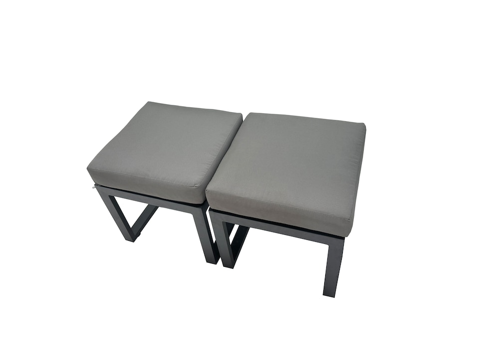 image 1 of Fimous 2 Pcs Aluminium Outdoor Garden Footstool Patio Small Stool for Balcony, Terrace,Swimming Pool Dark Grey