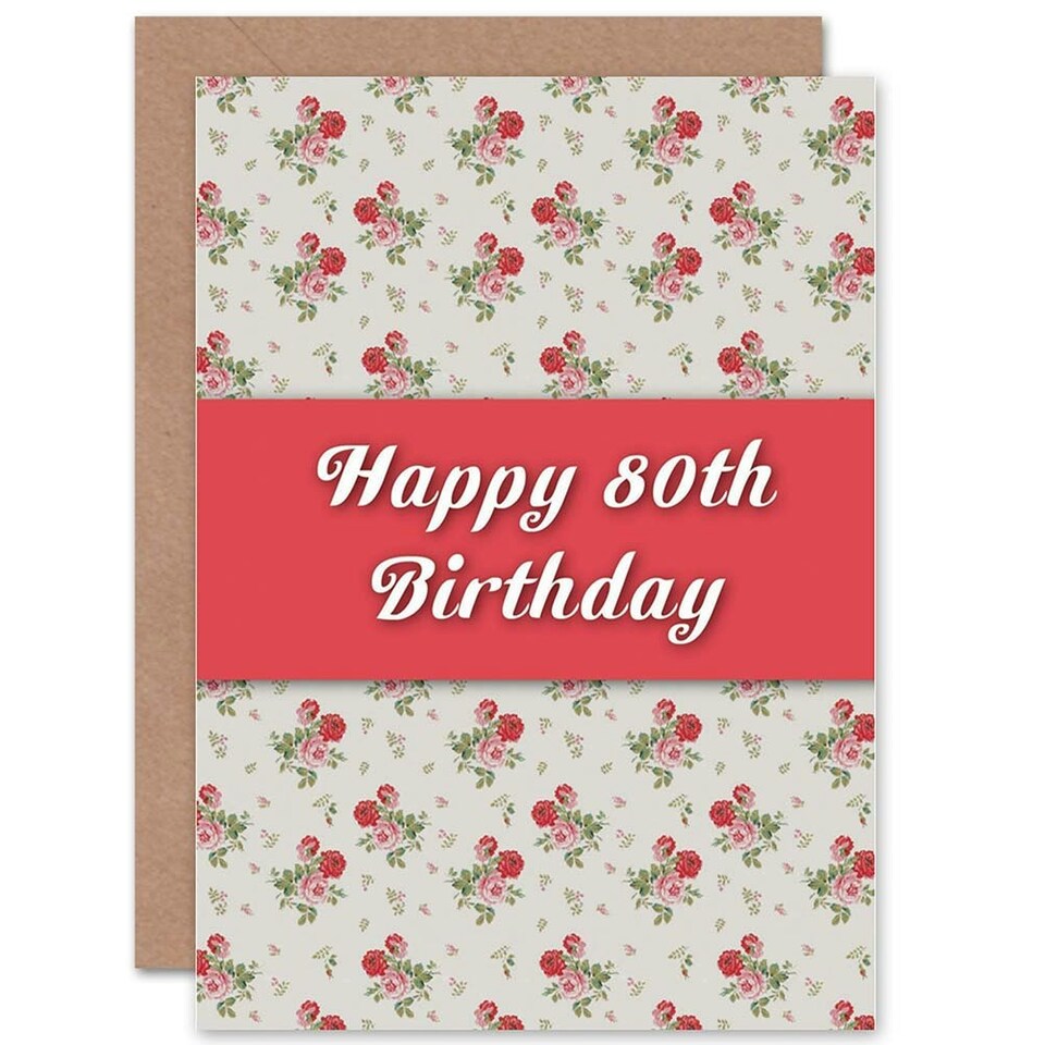 image 1 of 80 Years Old Floral Rustic 80th For Her Birthday Greeting Card