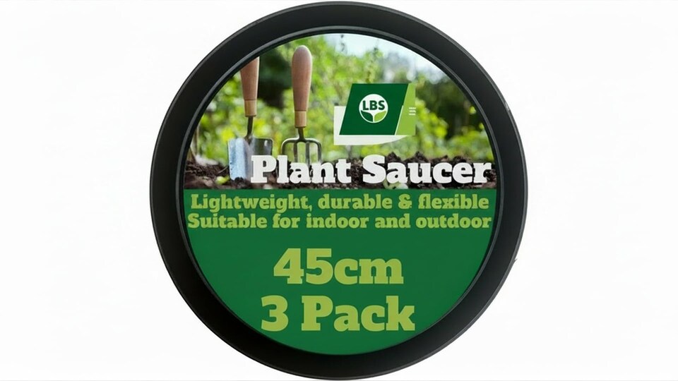 image 1 of Pack of 3 45cm Extra Large Plant Pot Saucers Black Heavy Duty Greenhouse Large Container Drip Trays Deep Dish