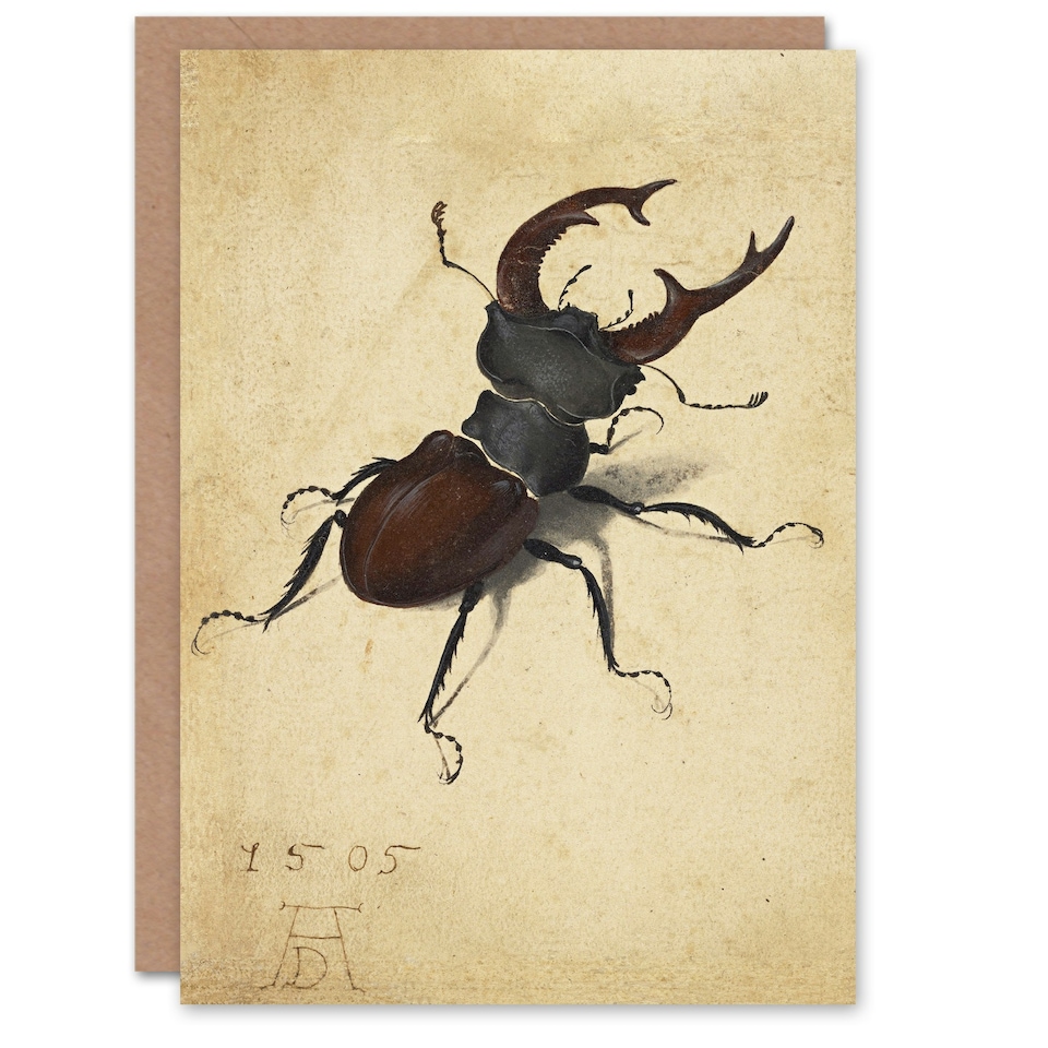 image 1 of Albrecht Durer Art Card Stag Beetle Nature Study Painting