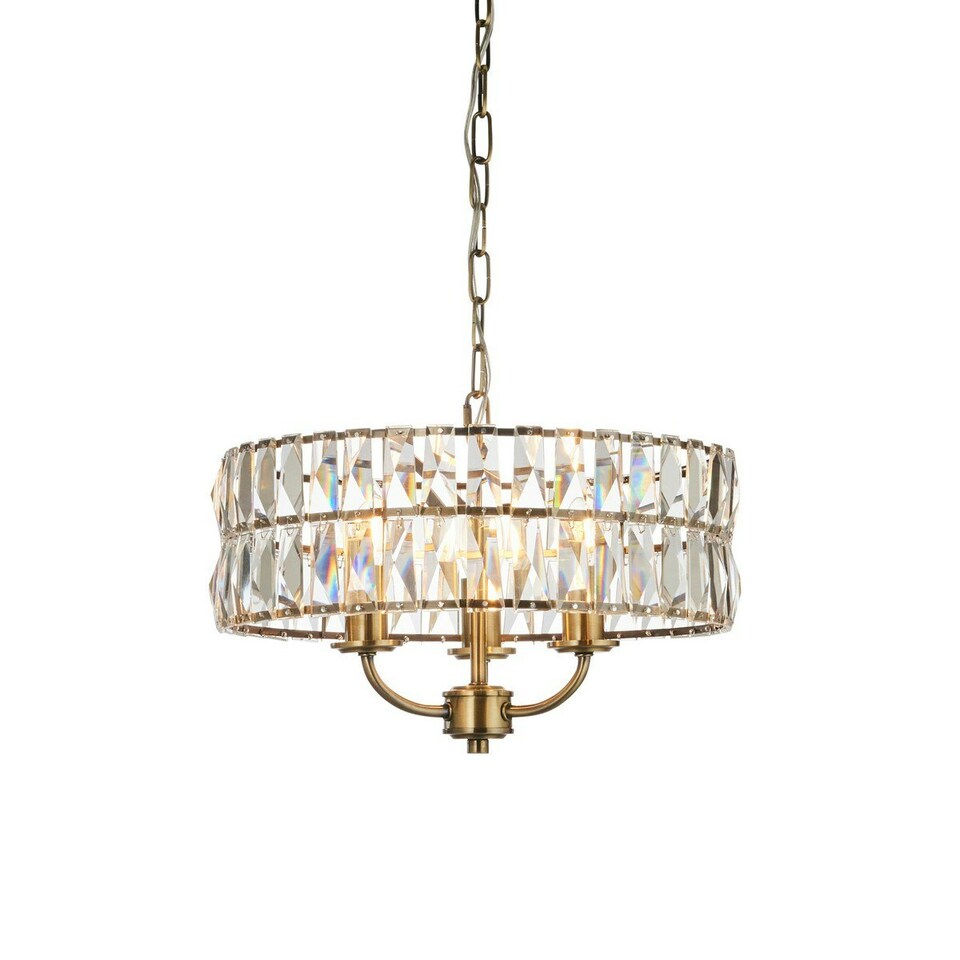 image 1 of Clifton 3 Light Multi Arm Lamp Ceiling Pendant Antique Brass