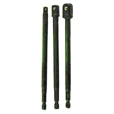 150mm Socket Adapter Adaptor Hex Extension Set Mixed Drive 1/4 3/8 + 1/2 3pc