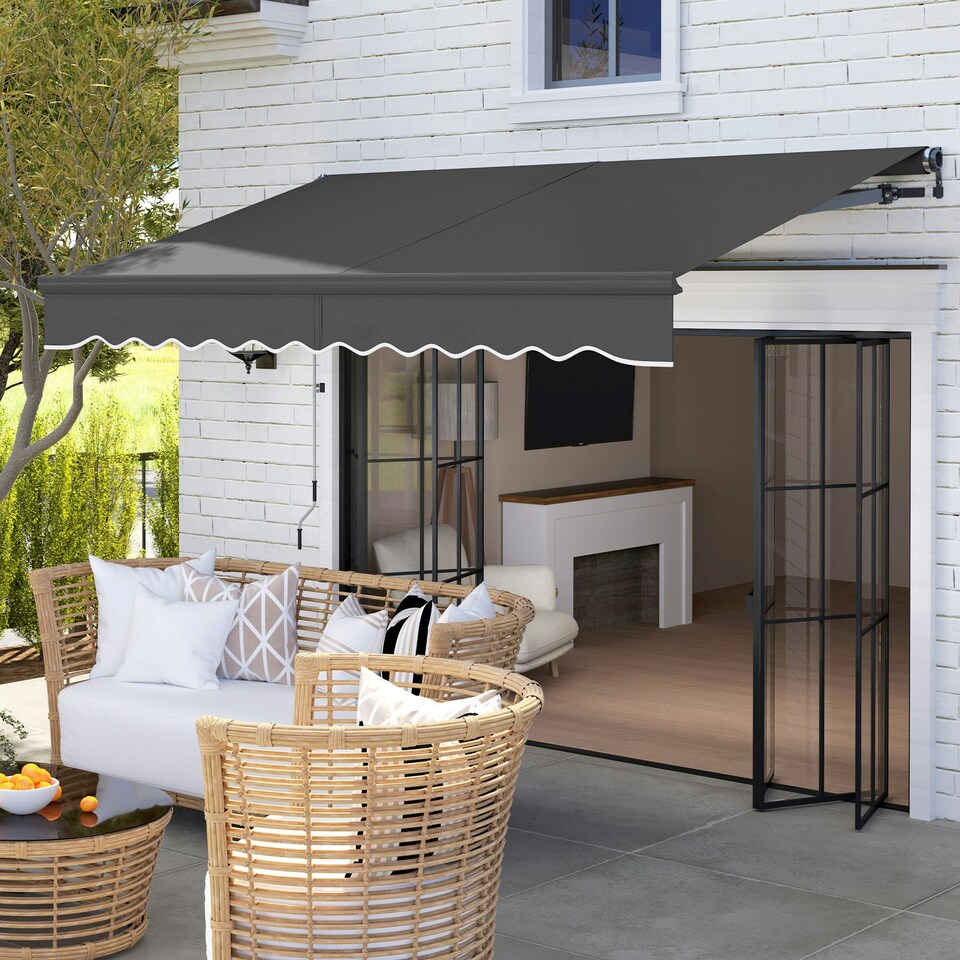 image 1 of Outsunny Electric Retractable Awning w/ Aluminium Frame Beige Cream | Beige