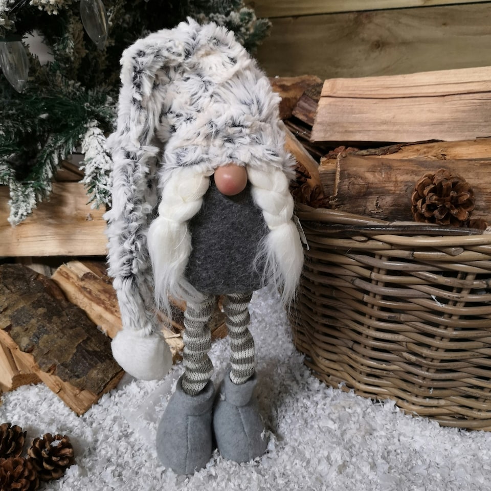 image 1 of 80cm Festive Christmas Female Grey Gonk with Oversized Hat & Extendable Legs