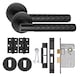 image 1 of Golden Grace Knurled Diamond Cut T-Bar Bathroom Door Handle Set Matt Black with Ball Bearing Hinges