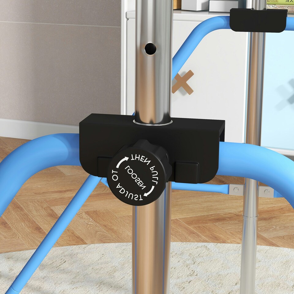 image 1 of HOMCOM Adjustable Height Foldable Kids Gymnastics Bar, Blue