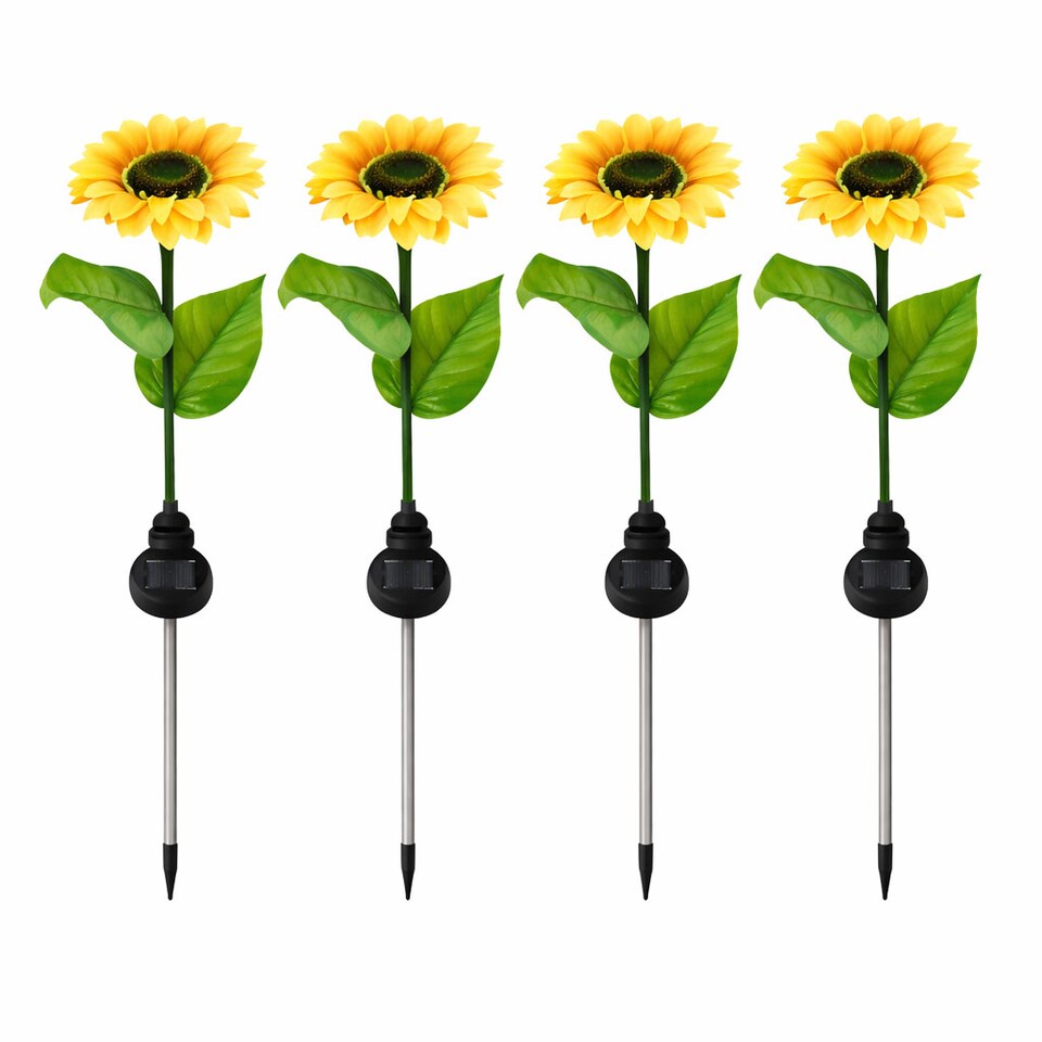 image 1 of Gardenwize Solar Sunflower Stake Lights (Pack of 4)