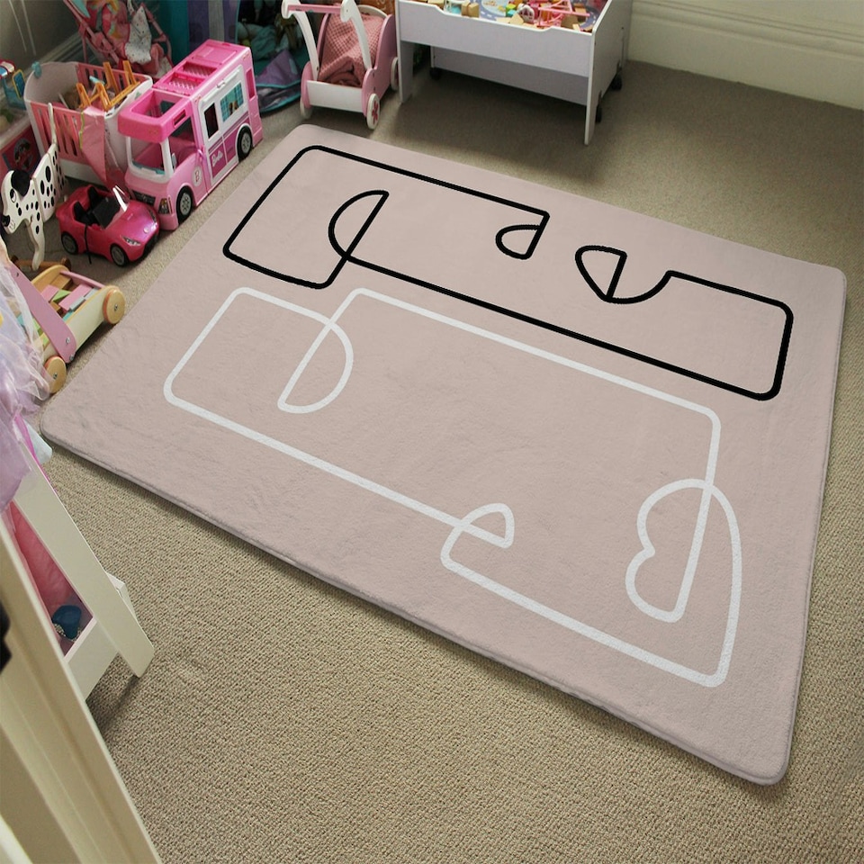 image 1 of line art of two faces (Rug) Cream | S