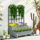 image 2 of Outsunny 2-Tier Wooden Raised Bed with Trellis and Drainage Holes, Brown 