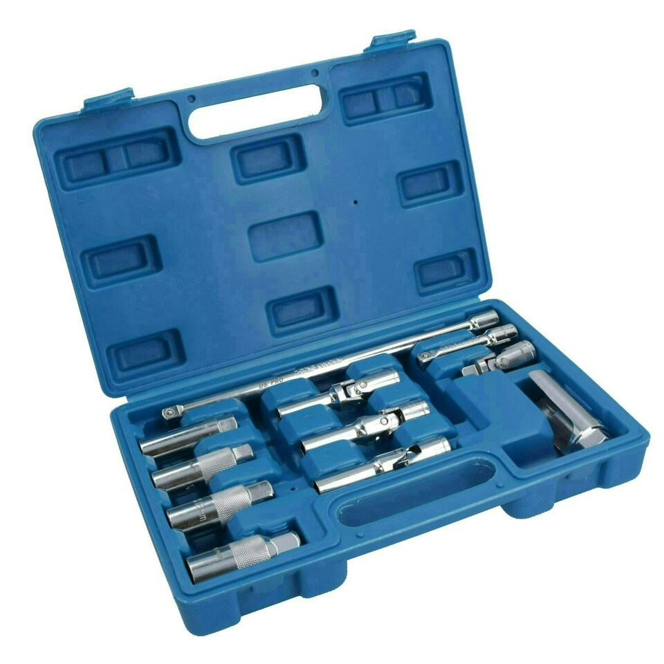image 1 of Metric 3/8in Drive Glow Plug + Accessory Set Sensor Sockets Spark Plugs 11pc