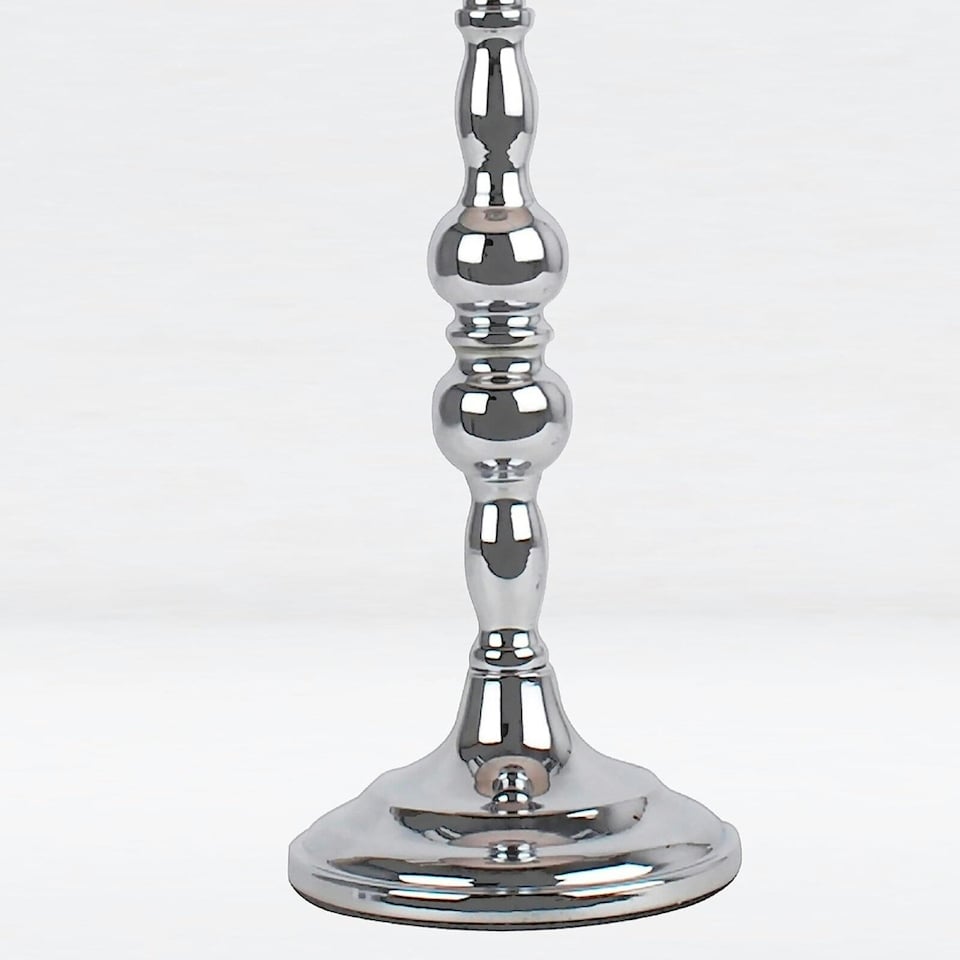image 1 of Chrome Table Lamp with Decorative Stem and Royal Blue Shade Chrome | Blue