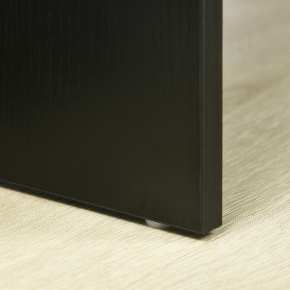 image 1 of HOMCOM Modern Computer Desk, Home Office Table, Small Writing Desk with Storage Shelf, 90 x 50cm, Black Wood Grain