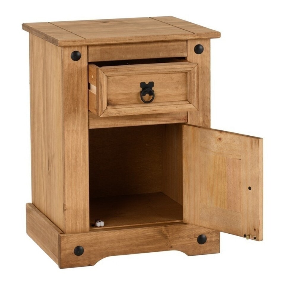 image 1 of Corona Petite Bedside - L36 x W43.5 x H58.5 cm - Distressed Waxed Pine