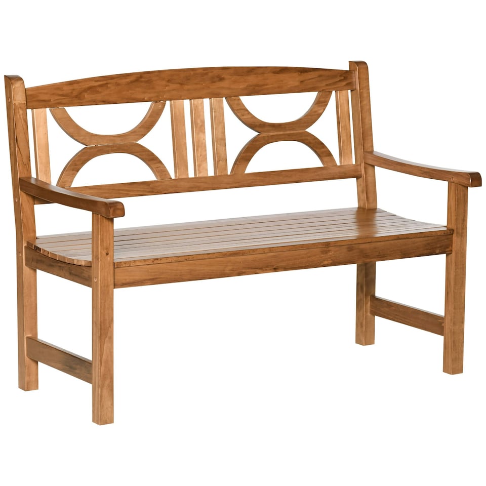 image 1 of Outsunny 2-Seater Wooden Garden Bench Outdoor Patio Loveseat Natural