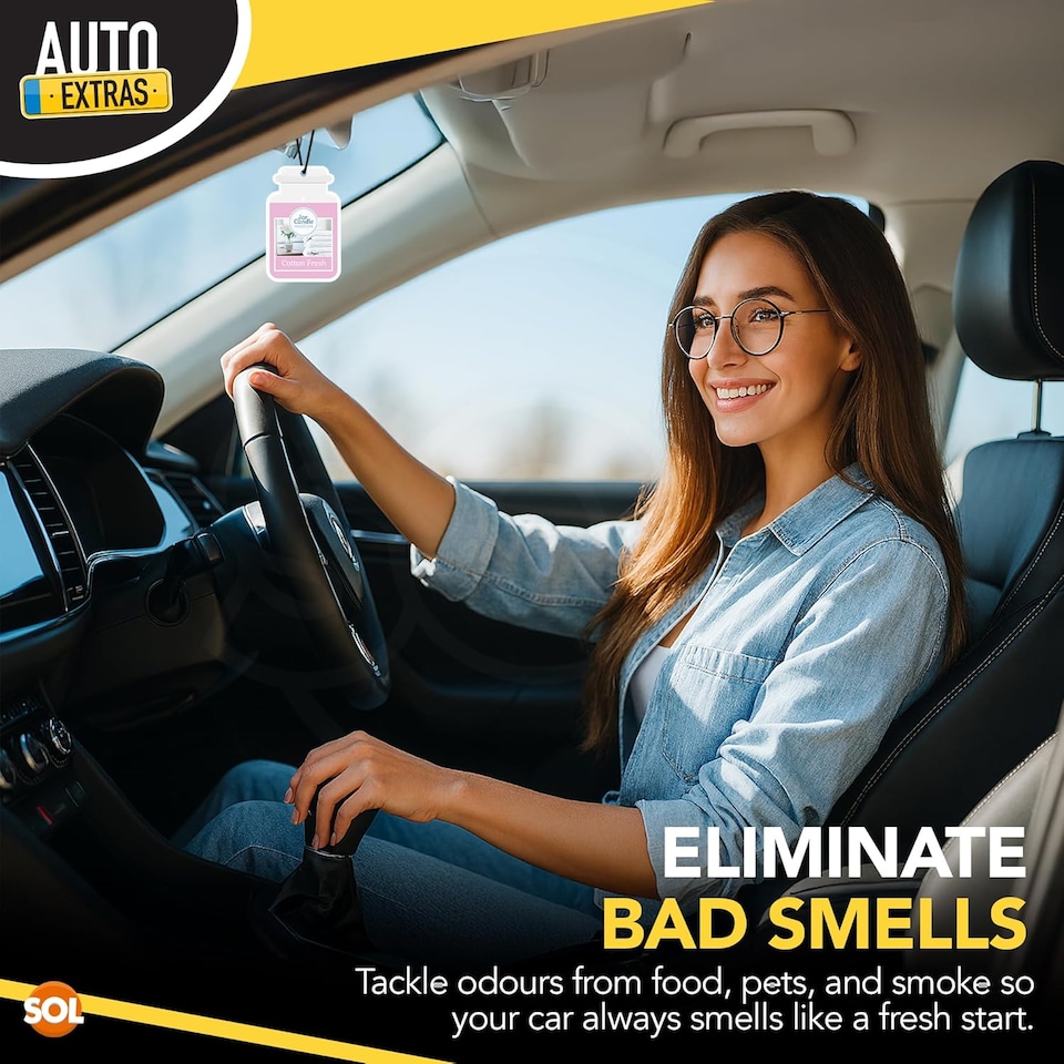 image 1 of 6pk Jar Candle Air Fresheners – New Car & Cotton Fresh Scents, Long-Lasting Odour Eliminators for Vehicles, Hanging Car Fresheners