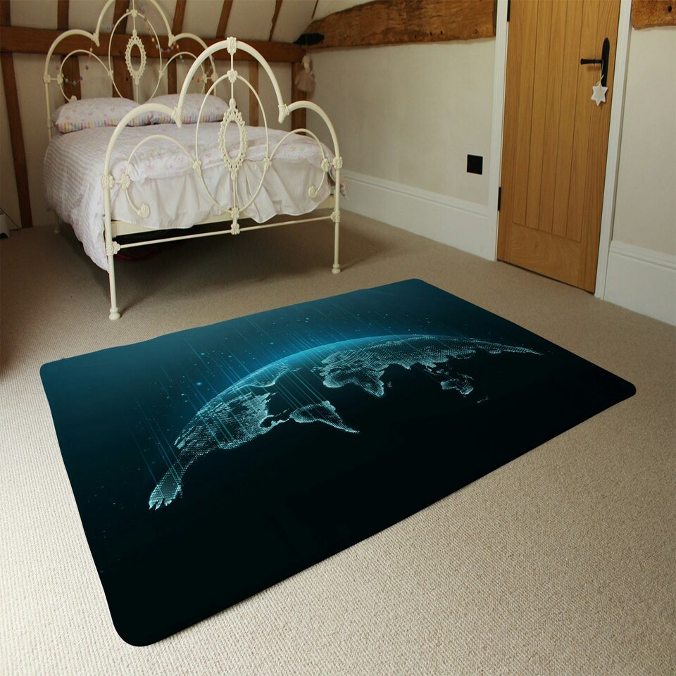 image 1 of Map of the planet (Rug) Blue | Medium: 80x150cm