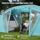image 4 of Outsunny 4-6 Man Family Camping Tent with 2 Bedrooms, a Living Room | Blue | Blue