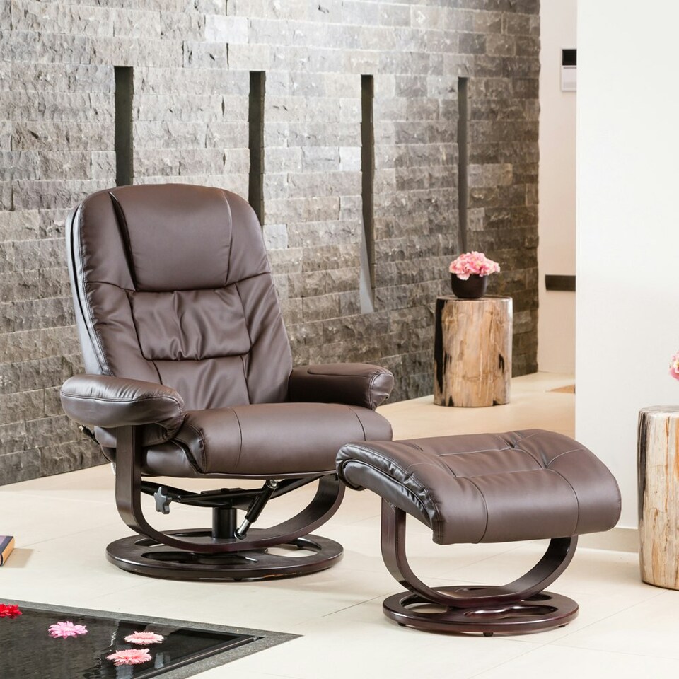 image 1 of Burdell Swivel Recliner with Massage and Heat Brown