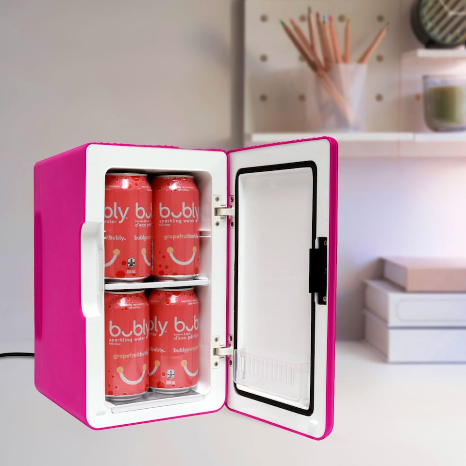 image 1 of Koolatron 6L/8 Can Portable Mini Fridge | AC/DC Cooler & Warmer | Pink