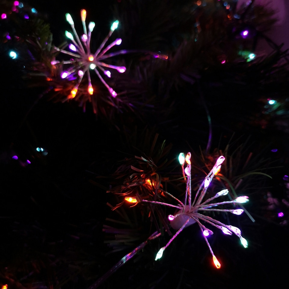 image 1 of 200 LED 10 Starburst Premier Christmas Multi Function Battery Timer Lights in Rainbow