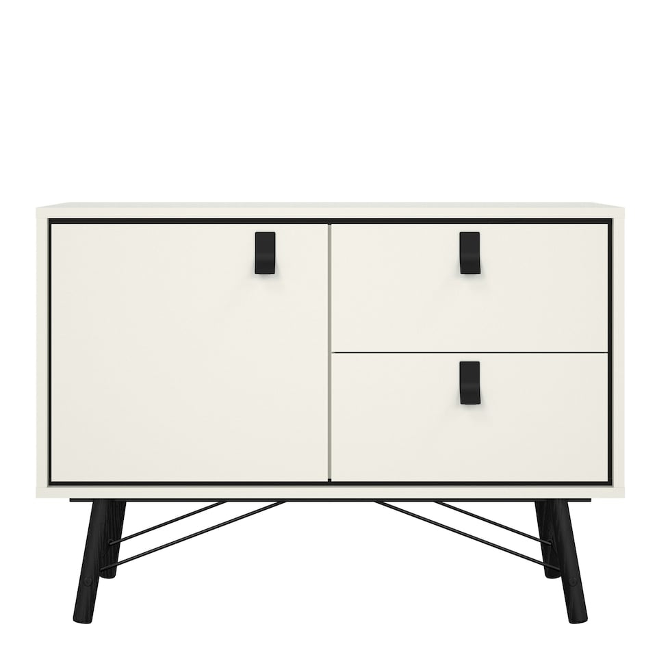image 1 of Ry Sideboard with 1 Door 2 Drawers in Matt White
