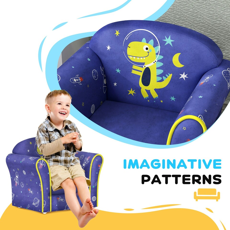 image 1 of AIYAPLAY Kids Armchair Toddler Sofa Chair Bedroom Playroom, Flamingo Blue