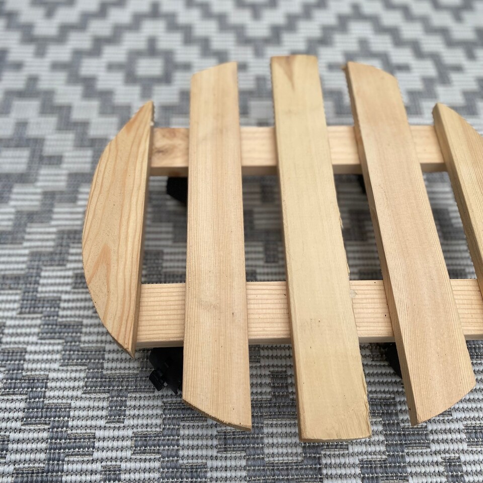 image 1 of Round Wooden Plant Pot Trolley Caddy Movers (30cm) - Pack of 2