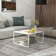 image 8 of COSTWAY Modern Square Coffee Table with Faux Marble Tabletop White