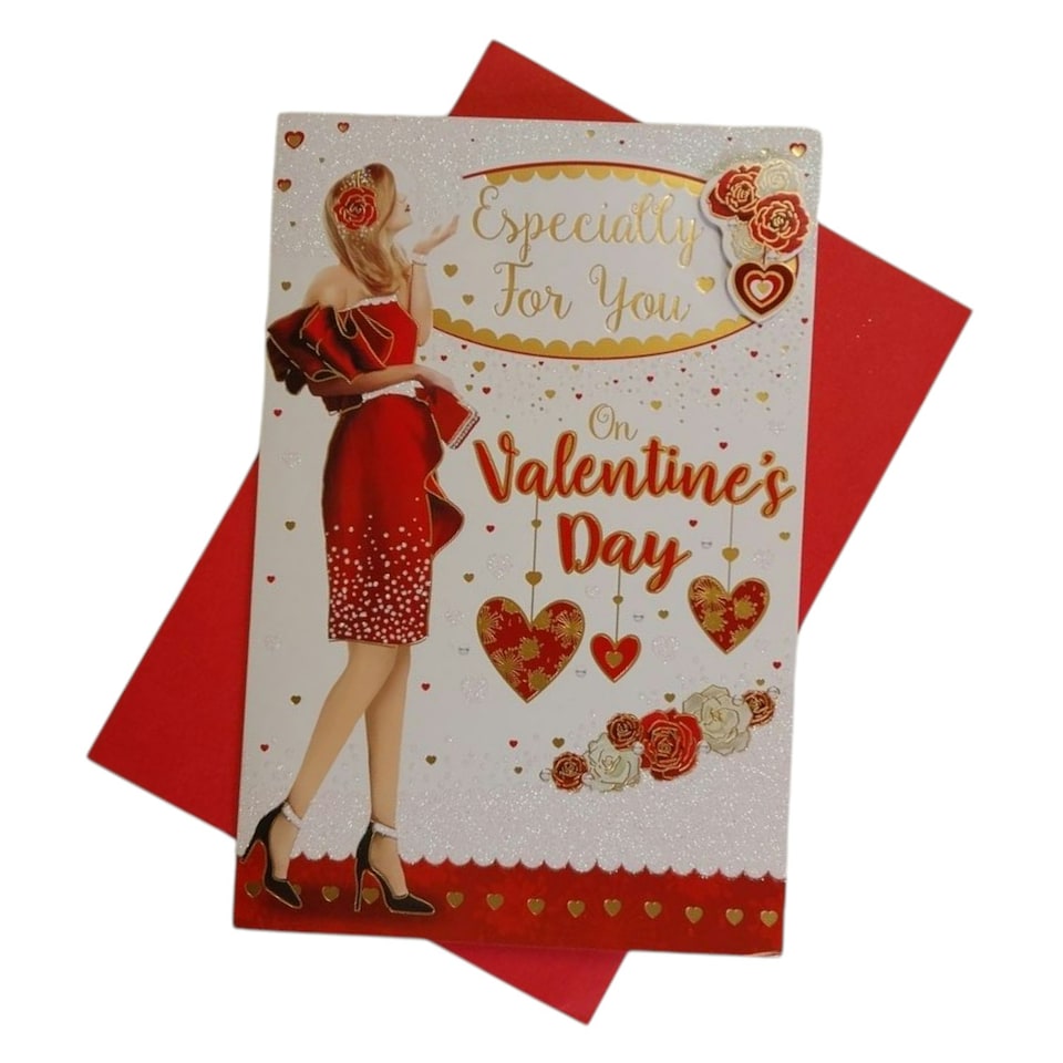 image 1 of Especially For You Woman In Red Gown Design Valentine's Day Card