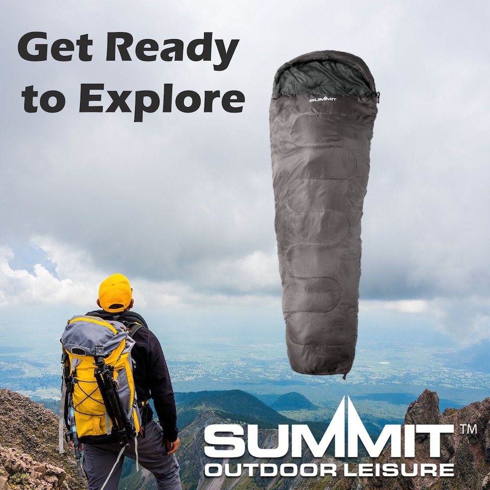 image 1 of PMS Mummy Sleeping Bag - Single Camp Grey, 2-Season Lightweight 225cm