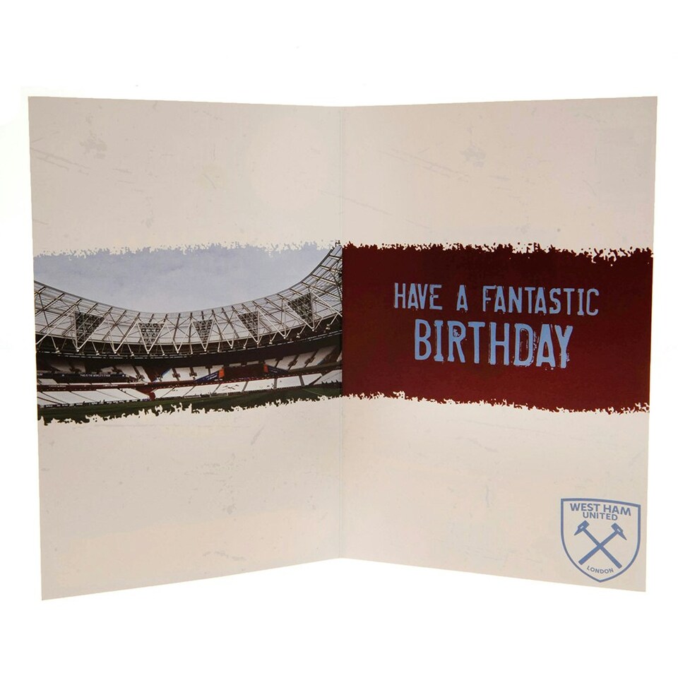 image 1 of West Ham United FC Birthday Card With Stickers - Claret Red/Gold - 22cm x 15cm