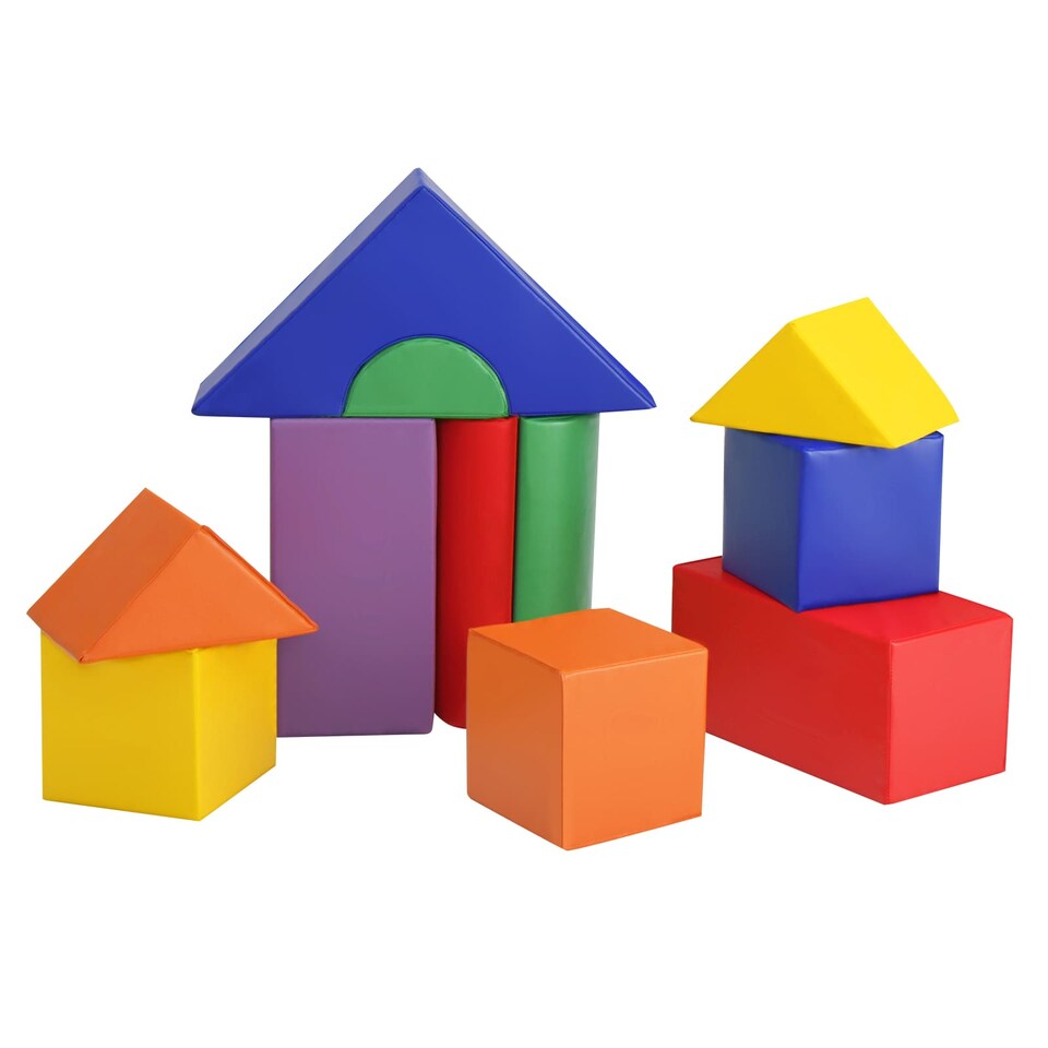 image 1 of COSTWAY 11Pcs Climb and Crawl Foam Block Play Set Foam Climbing Toy Set-Colorful