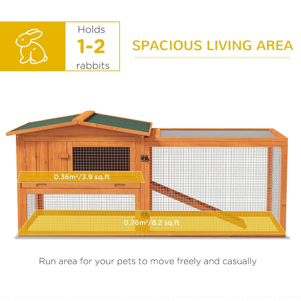 image 1 of PawHut Rabbit Hutch, Bunny Cage with Run & Sliding Tray, Hay Rack, Orange