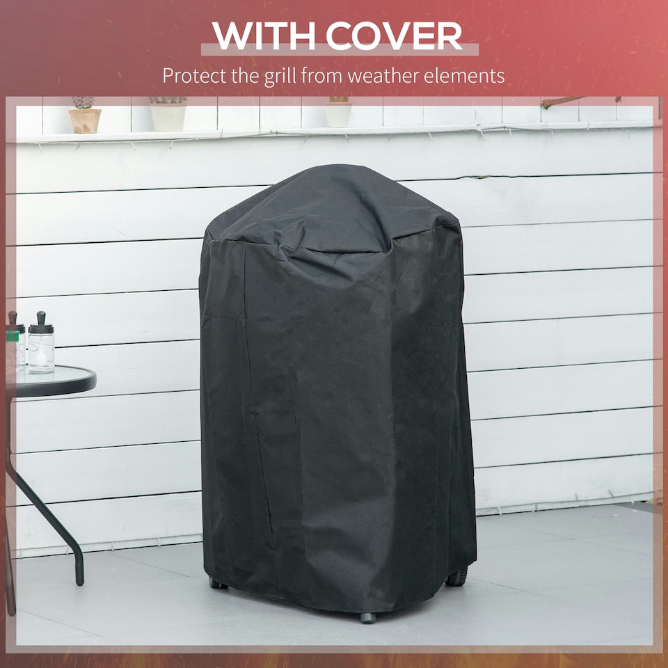 image 1 of Outsunny Portable Kettle Charcoal Grill BBQ Smoker w/ Cover, Lid, & Thermometer