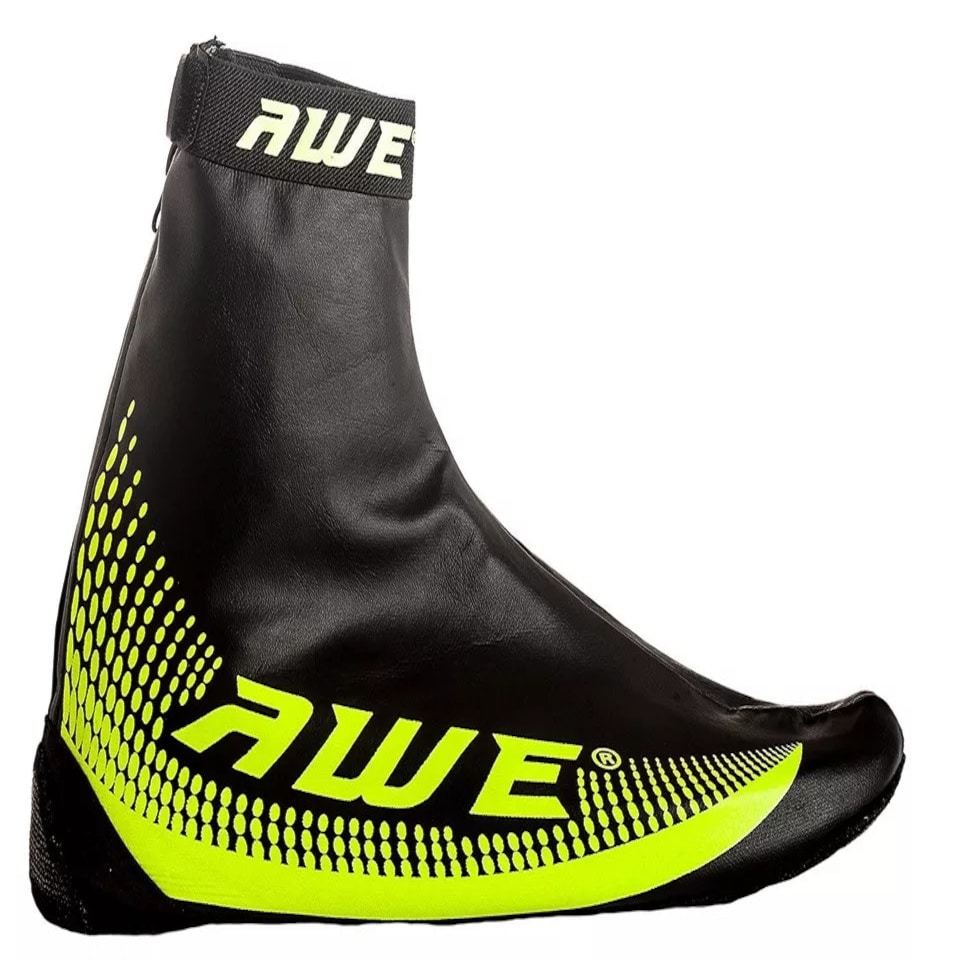 image 1 of AWE Bike Shoe Cover Neoprene/PU Reflective Black/Neon Waterproof Size 7-9