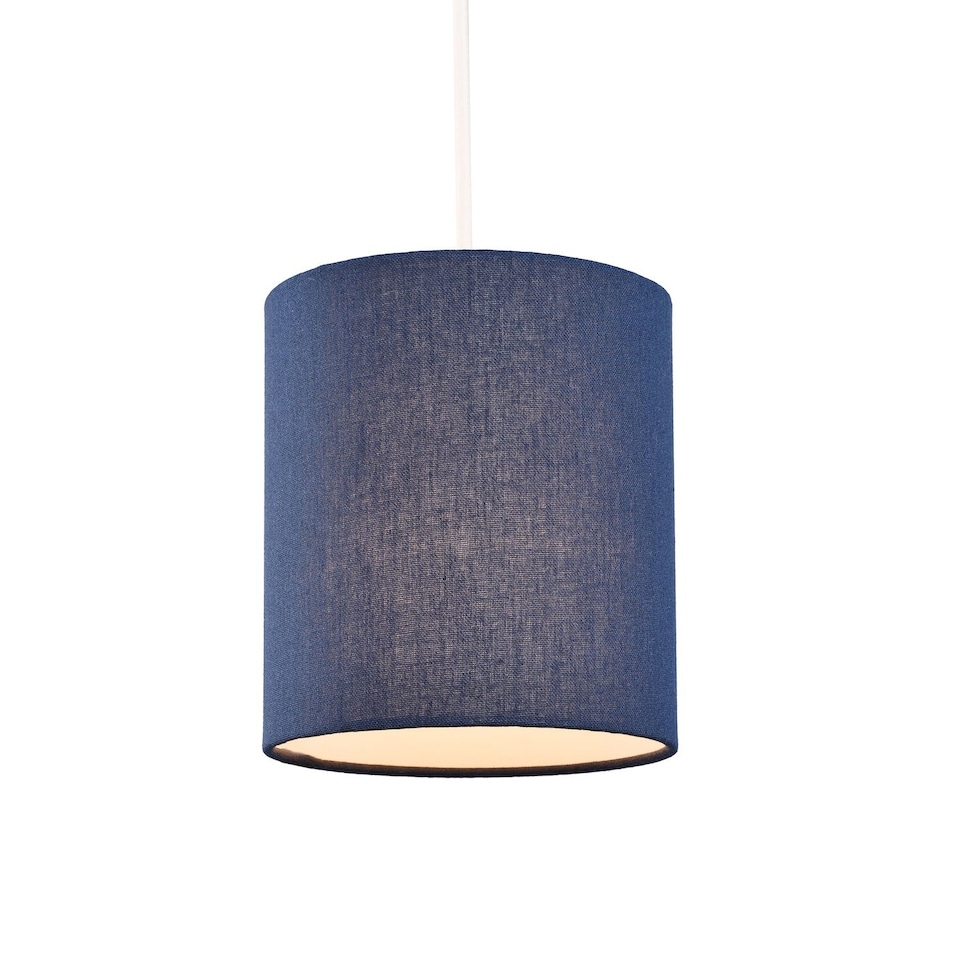 image 1 of Contemporary and Elegant Midnight Blue Linen Fabric 18cm Cylinder Lamp Shade | Blue | Midnight Blue | 1