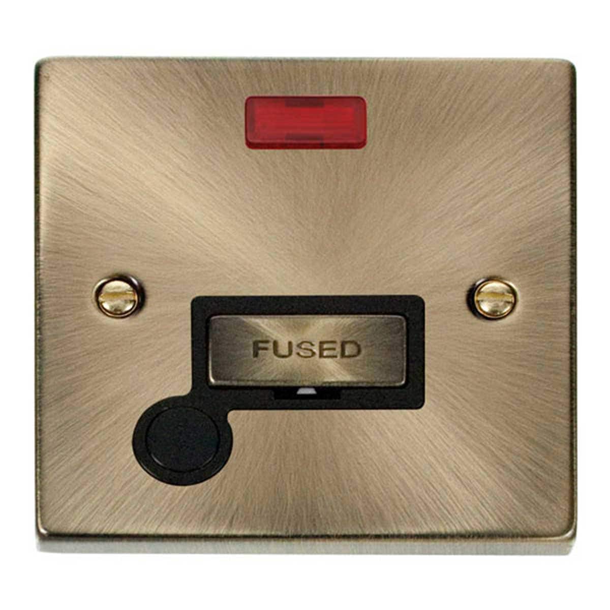 SE HOME Antique Brass 13A Fused Ingot Connection Unit With Neon With Flex Brown Antique Brass