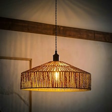 ValueLights Elcano Woven Rope Lamp Shade and Filament Bulb Brown