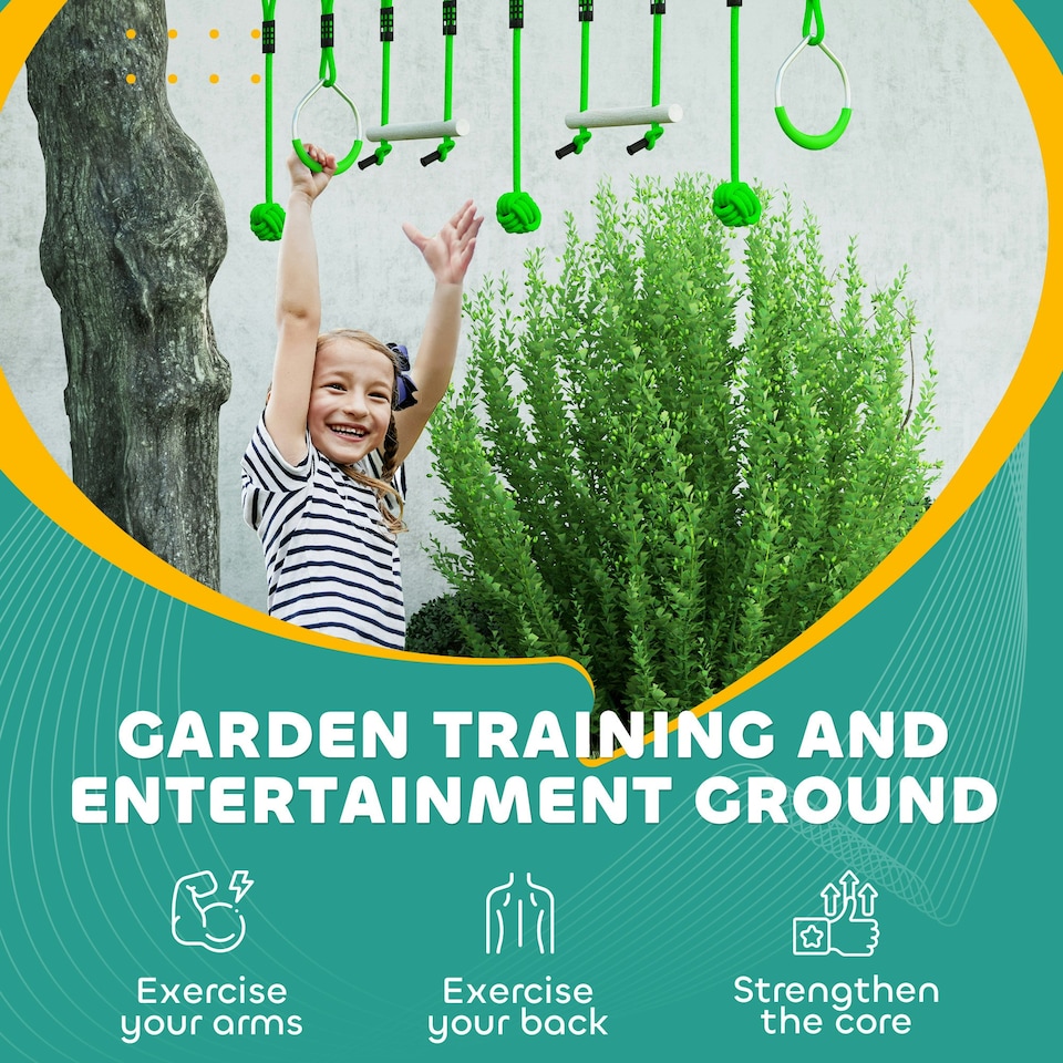 image 1 of AIYAPLAY Seven-Piece Kids Zip Line Kit for Garden, 10m Length