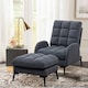 image 2 of Living and Home Recliner Armchair and Ottoman Set with Metal Legs - Grey