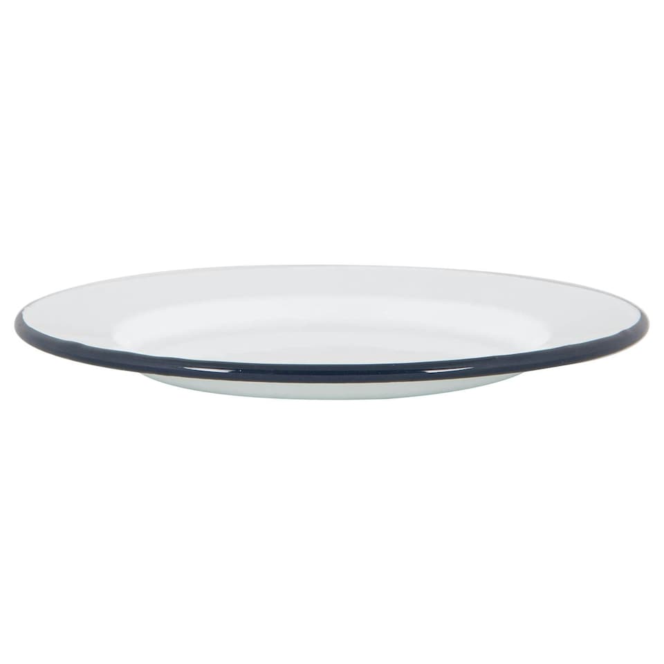 image 1 of Argon Tableware White Enamel Dinner Plates - 25.5cm - Navy - Pack of 6 Blue