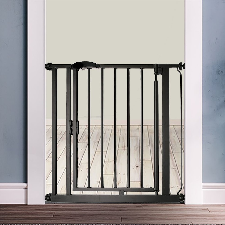 image 1 of Bettacare Auto Close Stair Gate, 61cm - 66.5cm, Matt Black, Extra Narrow, Narrow Pressure Fit Safety Gate, Baby Gate | Black | 1