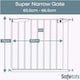 image 3 of Safetots Super Narrow Baby Gate, 60.5cm - 66.5cm, White, Child Safety Barrier, Pressure Fit Stair Gate | White | 1